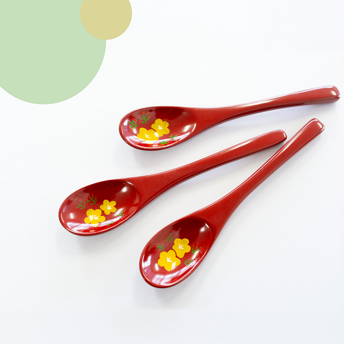 「信州の名工」による漆絵入り 小さなスプーン（赤漆塗）(Ba-029)