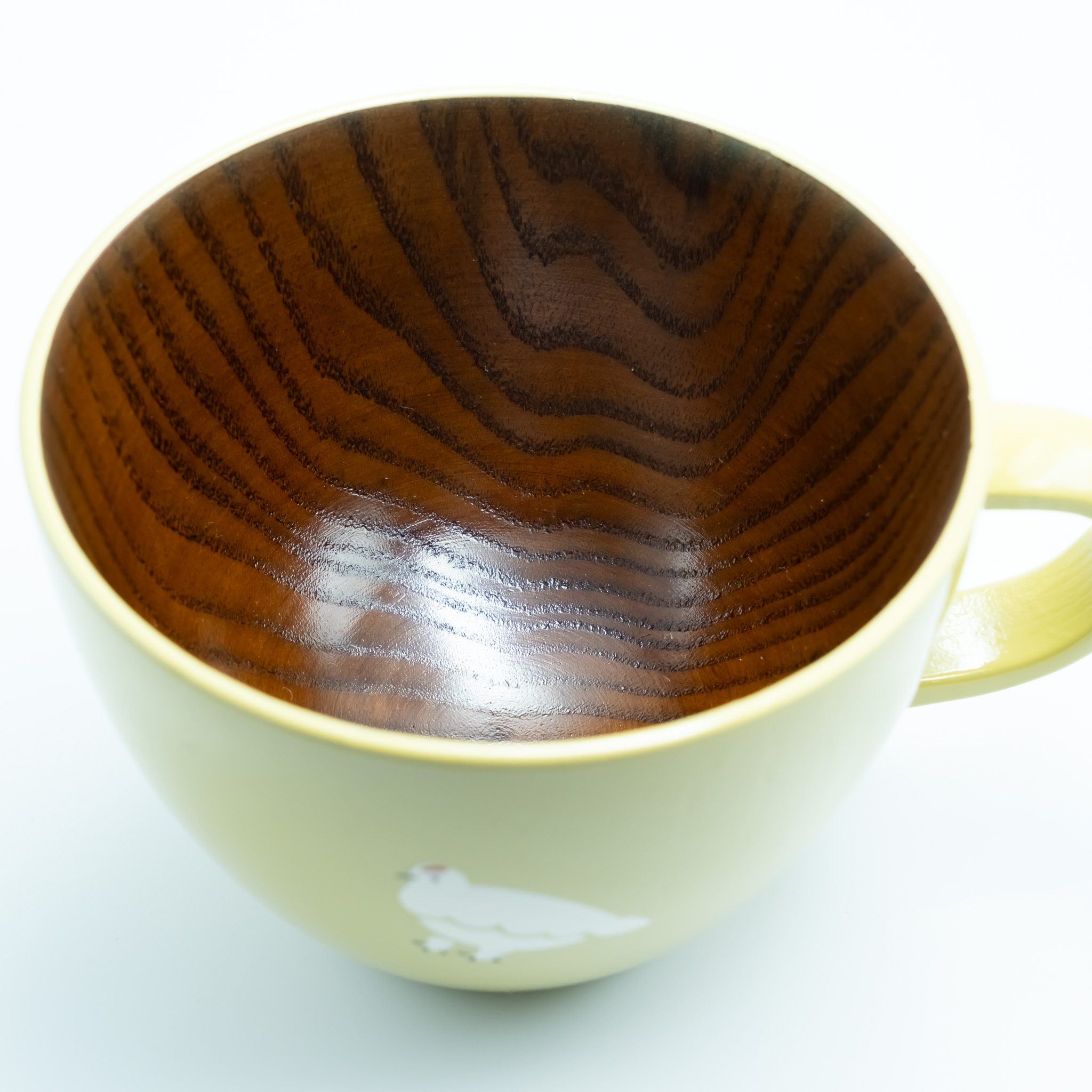 【クリーム】漆絵入り 木製スープマグ(Ba-033)