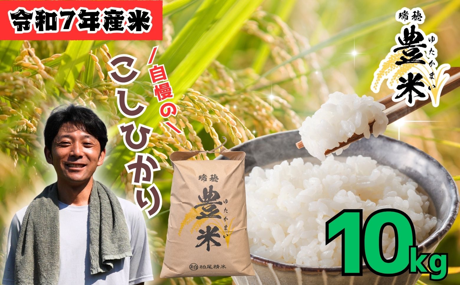 [令和7年産 新米] 瑞穂 豊米(ゆたかまい) こしひかり 精米 10kg(7-53A)