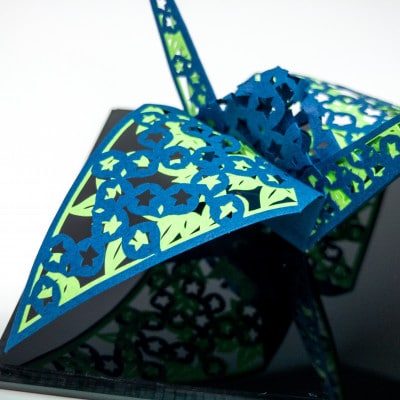 立体切り絵:折り鶴～四季シリーズ・夏