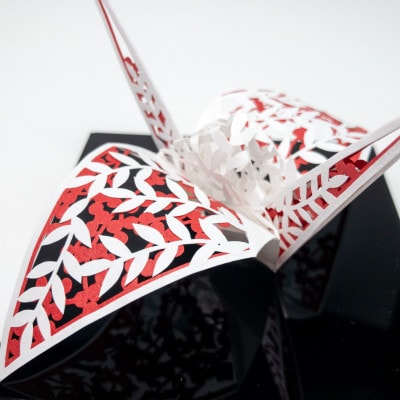 立体切り絵:折り鶴～四季シリーズ・冬