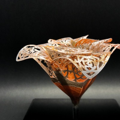 西陣織×立体切り絵・バラ