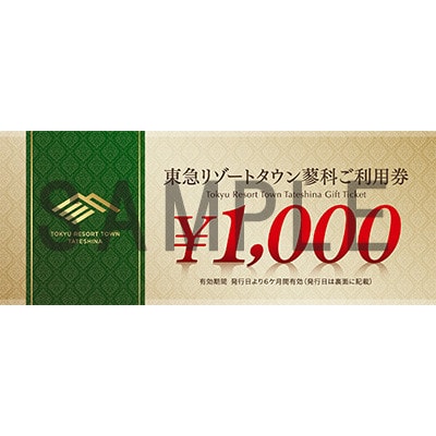 東急リゾートタウン蓼科利用券(1,000円分×9枚)2026年7月1日から6か月間有効チケット