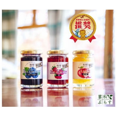 信州蓼科高原産果実の手作りジャム(プレザーブスタイル)140g入り3種類詰め合わせ