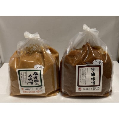 【贈答用】箱入りギフト入り 塩分控えめ・吟醸味噌 粒(2kg×各1個)　信州味噌の丸井伊藤商店
