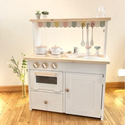 メーベルヒナナ　木製　おままごとキッチン　Lワイドサイズレンジ　ナチュラル