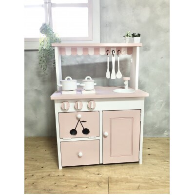 メーベルヒナナ　木製　おままごとキッチン　Lサイズレンジ　ピンク