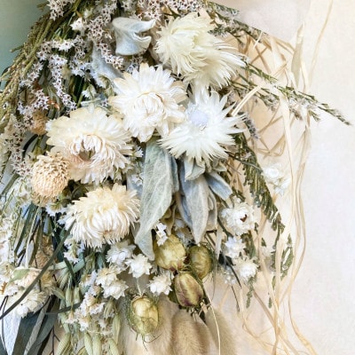 信州 八ヶ岳の麓から贈るドライフラワースワッグ L(グリーン)