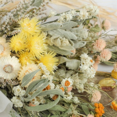 信州 八ヶ岳の麓から贈るドライフラワースワッグ L(イエロー)