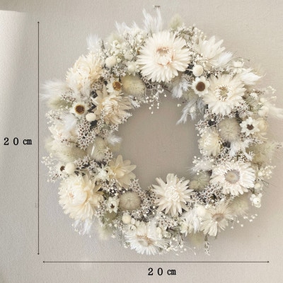 信州八ヶ岳の麓から贈るドライフラワーリースS(ホワイト)