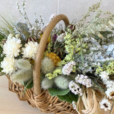 信州八ヶ岳の麓から贈るドライフラワーアレンジメントM(イエロー)