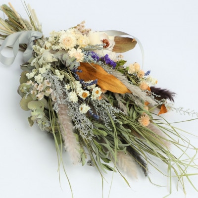 信州八ヶ岳の麓から贈るドライフラワースワッグ LL(ブルー)