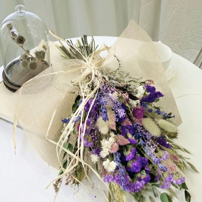 信州八ヶ岳の麓から贈るドライフラワースワッグ M(パープル)