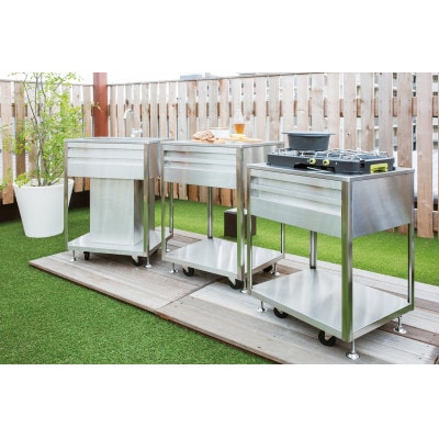 屋外キッチン IN＆OUT コンロワゴン(ガスコンロ付き)