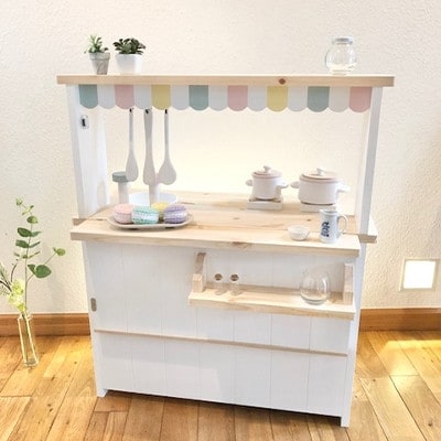 メーベルヒナナ　木製　おままごとキッチン　Lワイドサイズレンジ　ナチュラル