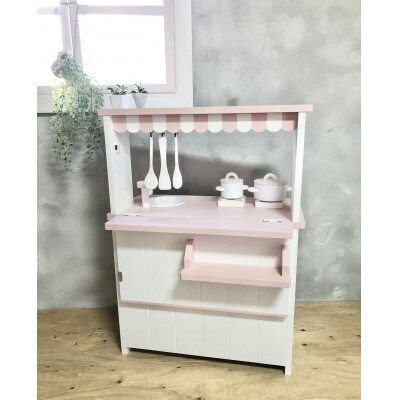 メーベルヒナナ　木製　おままごとキッチン　Lサイズレンジ　ピンク