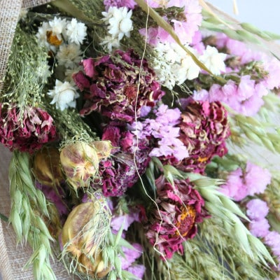 信州 八ヶ岳の麓から贈るドライフラワースワッグ S(ピンク)