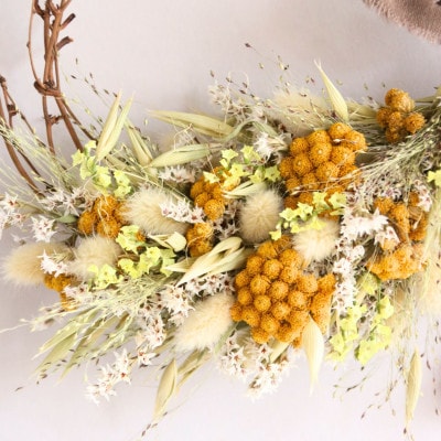 信州八ヶ岳の麓から贈るドライフラワーリース Sハーフ(イエロー)