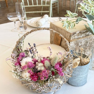 信州八ヶ岳の麓から贈るドライフラワーアレンジメントS(ピンク)