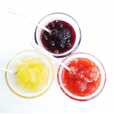 信州蓼科高原産果実の手作りジャム(プレザーブスタイル)140g入り3種類詰め合わせ