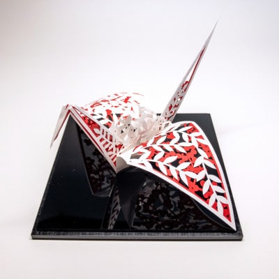 立体切り絵:折り鶴～四季シリーズ・冬