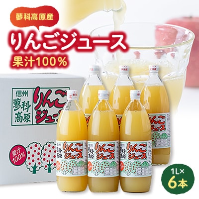 果汁100%りんごジュース　1L×6本