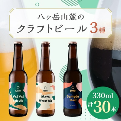 八ヶ岳山麓のクラフトビール　3種飲み比べ30本セット(冬季限定黒ビール入り)【配送不可地域：離島】