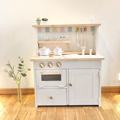 メーベルヒナナ　木製　おままごとキッチン　Lワイドサイズレンジ　ナチュラル