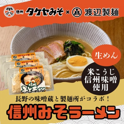 信州みそラーメン3人前×3パック 米こうじ味噌 信州タケヤみそ 渡辺製麺 生麺 太麺 スープ付き
