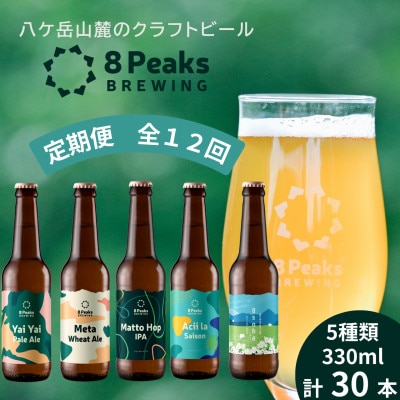 【毎月定期便】大満足!八ヶ岳山麓のクラフトビール飲み比べ30本セット【合計360本】全12回【配送不可地域：離島】