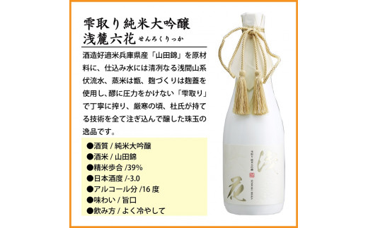信州佐久　日本酒　雫取り純米大吟醸　浅麓六花720ml【 日本酒 酒 さけ 長野県 佐久市 】