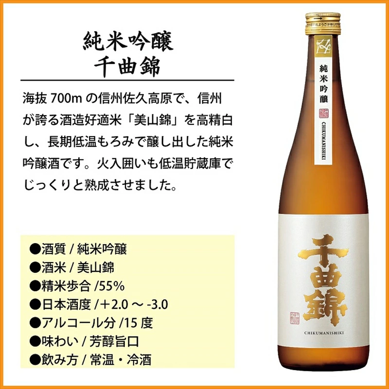 千曲錦 純米吟醸&辛口特別純米 2本セット (CNJ-30) 長野県産米 日本酒 720 純米 信州 ご当地 純米吟醸 飲み比べ 辛口 お取り寄せ