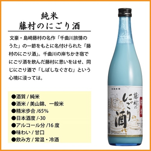 【千曲錦酒造】日本酒720ml×6本 純米 藤村のにごり酒（北海道・沖縄県・離島は配送不可）信州 長野 佐久 地酒 晩酌