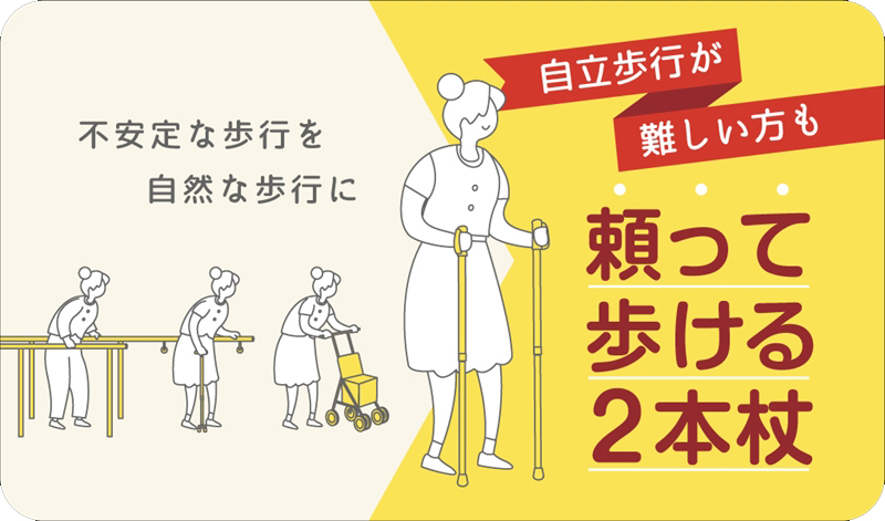 SINANO『しっかり２本杖（ブラウン）』 ＜沖縄県・離島は配送不可＞  シナノ ステッキ ポール 歩行 ウォーキング サポート 高齢者 介護 リハビリ 訓練 転倒防止 父の日 母の日 敬老 健康 ギフト プレゼント 贈り物