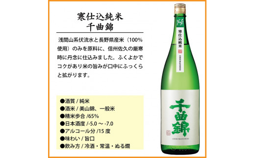 信州佐久　日本酒　千曲錦　飲み比べセット1800ml×5本セット【 日本酒 酒 さけ 長野県 佐久市 】