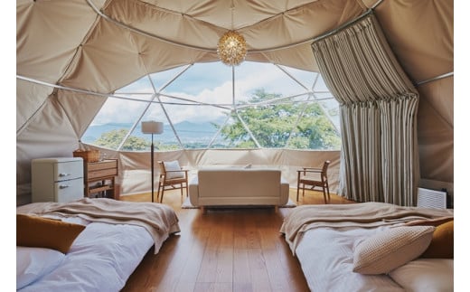 グランピング 温泉付きグランピング のぞみグランピング&スパ 佐久×軽井沢　宿泊補助券(90,000円分）【 キャンプ グランピング アウトドア 体験・チケット 旅行 宿泊 長野県 佐久市 】