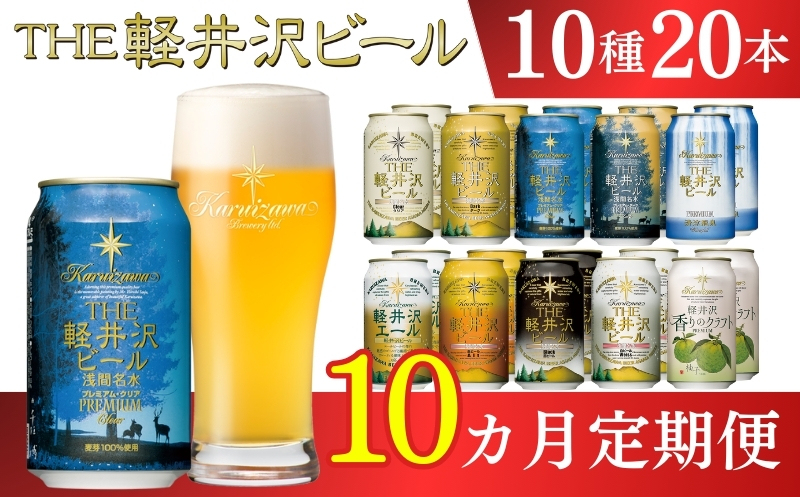 【10ヶ月定期便】【THE軽井沢ビール】クラフトビール350ml　10種20缶　飲み比べ　詰合せ