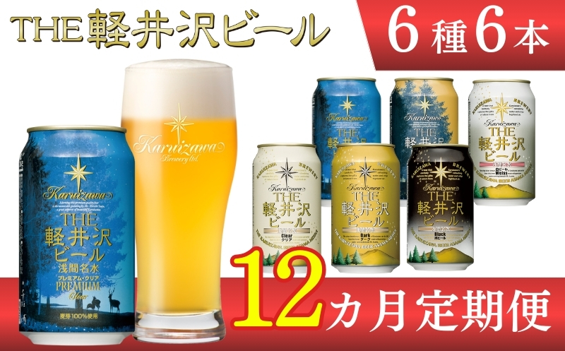 【12ヶ月定期便】【THE軽井沢ビール】クラフトビール350ml　6種6缶　飲み比べ　詰合せ