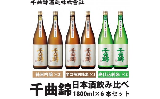 【千曲錦酒造】日本酒1升（1.8L）×6本　純米酒飲み比べセット（3銘柄×各2本）（北海道・沖縄県・離島は配送不可）信州 長野 佐久 地酒 晩酌