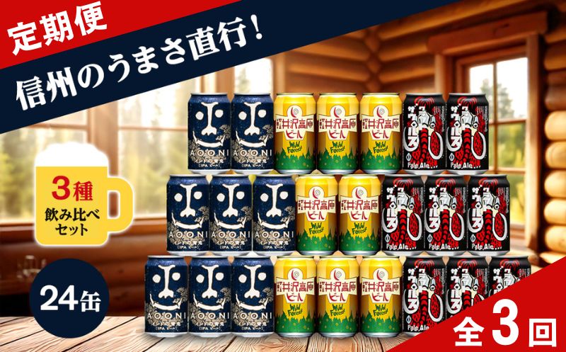 【定期便3カ月】【インドの青鬼】クラフトビール350ml 3種24本 飲み比べ