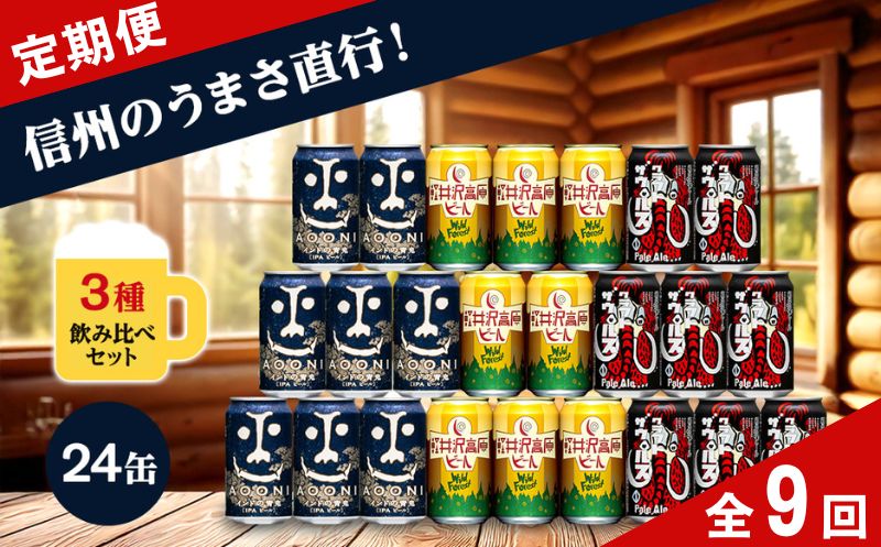 【定期便9カ月】【インドの青鬼】クラフトビール350ml 3種24本 飲み比べ