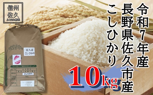 【令和7年産・白米１０kg】佐久市産こしひかり（北海道・沖縄・離島は配送不可）長野県 信州 精米 【米 コメ 白米 精米 お米 こめ おこめ 備蓄品 仕送り おすそ分け 備蓄米 コシヒカリ こしひかり 長野県 佐久市 】