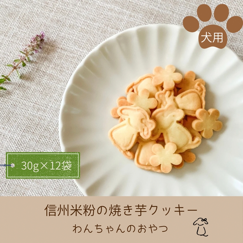 わんちゃんのおやつ「信州米粉の焼き芋クッキー」360g（30g×12袋）＜沖縄県・離島は配送不可＞飼い主様も一緒に食べられる グルテンフリー クッキー 犬 ドッグ【 クッキー ドッグフード長野県 佐久市 】