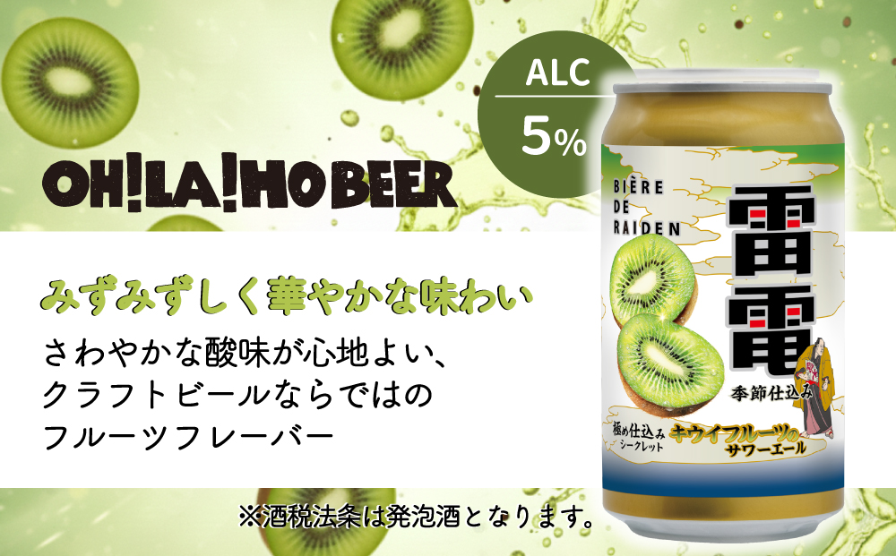 【オラホビール】キウイフルーツのサワーエール(発泡酒) 24本(350ml缶）|オラホビール雷電極仕込み