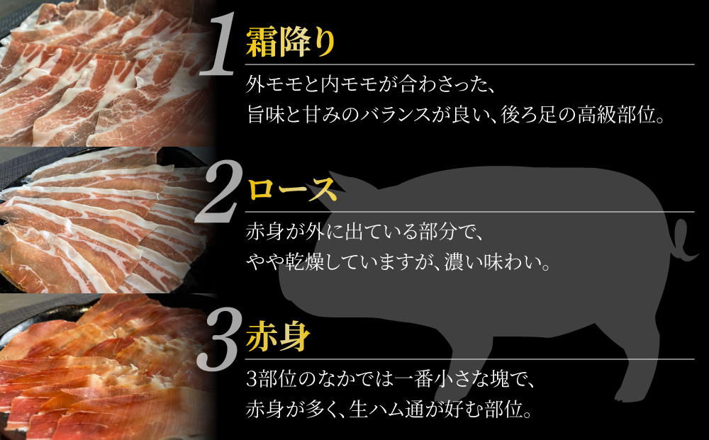 【信州吟醸豚】生ハム３種部位食べ比べ（霜降り、ロース、赤身）(八重原ハム) | 国産 長野県 東御市 八重原 熟成