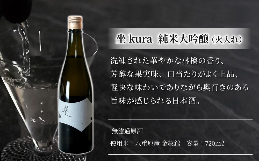 日本酒「坐kura 純米大吟醸 金紋錦」「坐kura 純米吟醸 山恵錦」酒米違い飲み比べセット