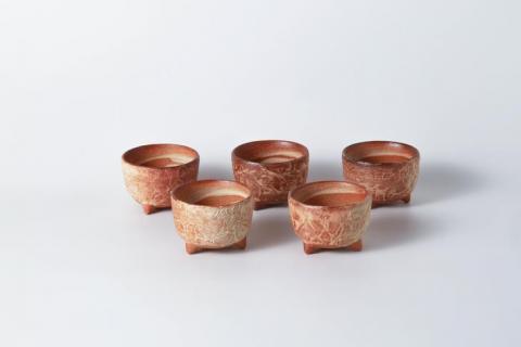 焼締めしわ文酒器セット