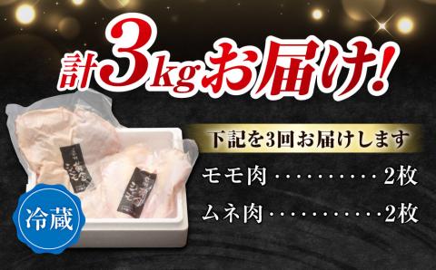 【3回定期便 】朝びき！信州黄金シャモモモ・ムネ肉セット