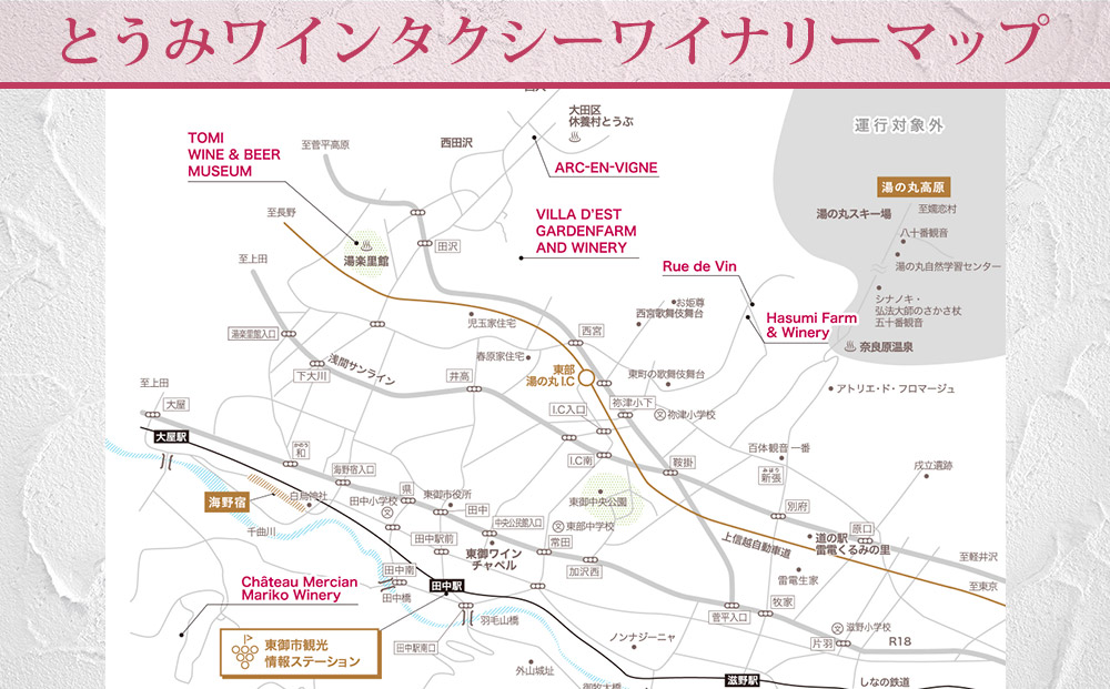 とうみワインタクシー（3時間4名様）