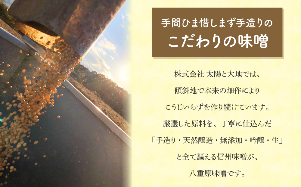 【太陽と大地】在来種大豆こうじいらず使用　手造り信州味噌「八重原味噌」２kg |大桂商店